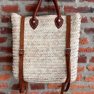 Handcrafted Tan and Brown Woven Backpack